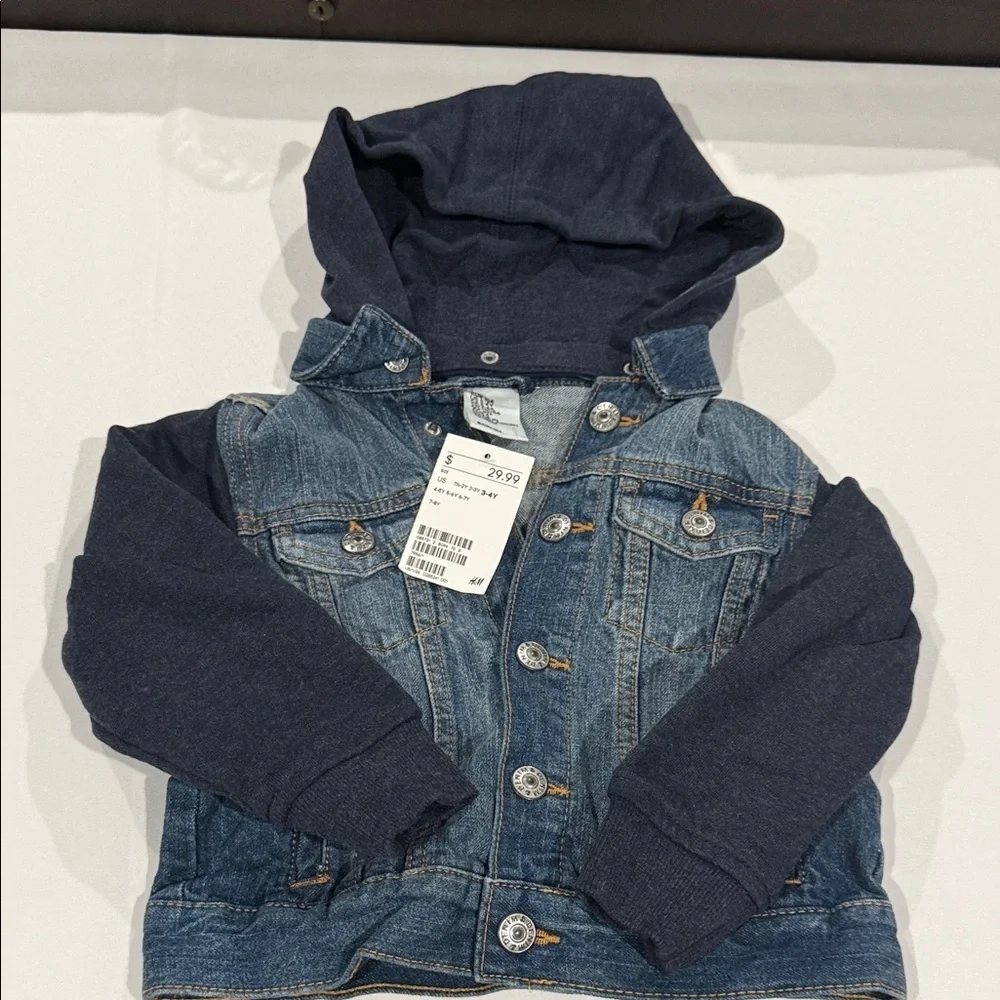 H&M Blue Denim Jacket with Dark Sleeves